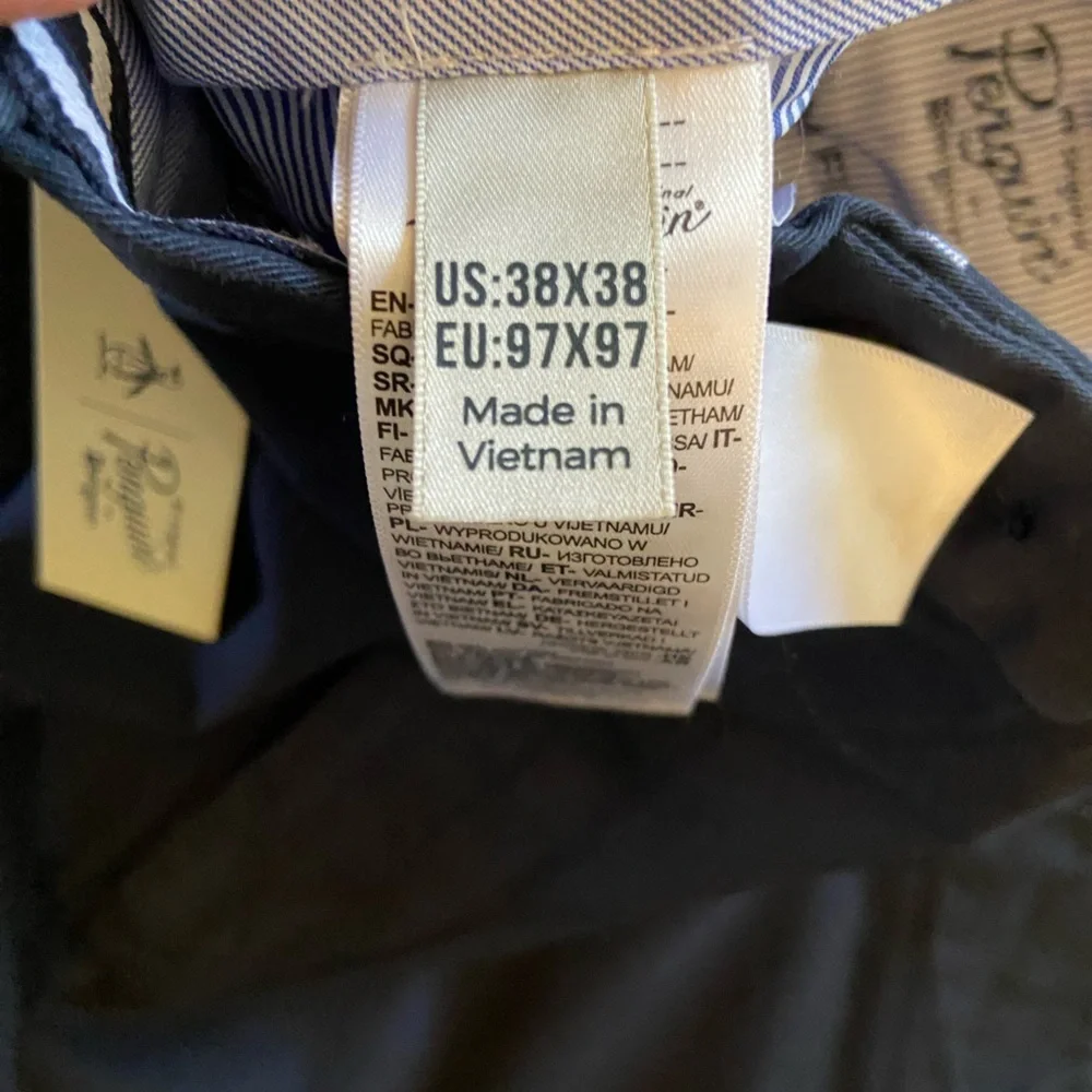 NWT Original Penguin Mens 38x38 Pants Slim Fit Stretch Navy Chino Casual